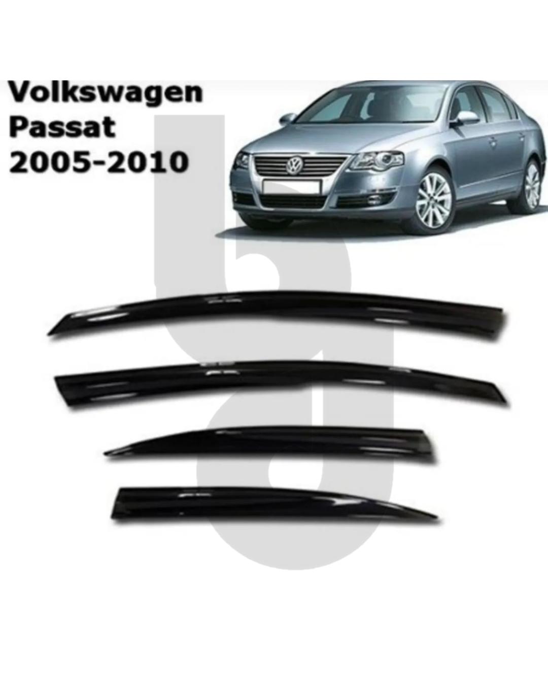 1 Vw Passat B6 2005-2010 Uyumlu Mugen Cam Rüzgarlığı Seti Piano Black 4'lü - Görsel 1